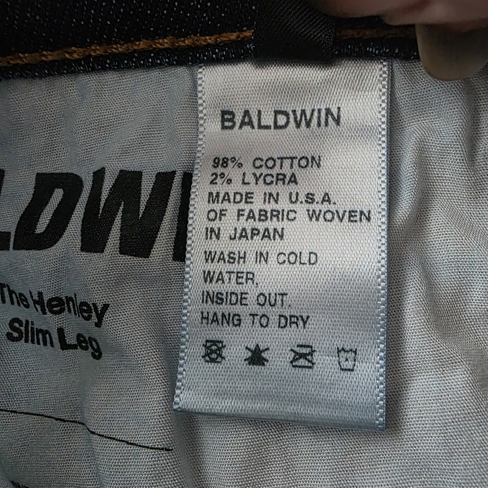 Baldwin The Henley Slim Leg Crop Men's Dark Blue Jeans 31 - Picture 13 of 14